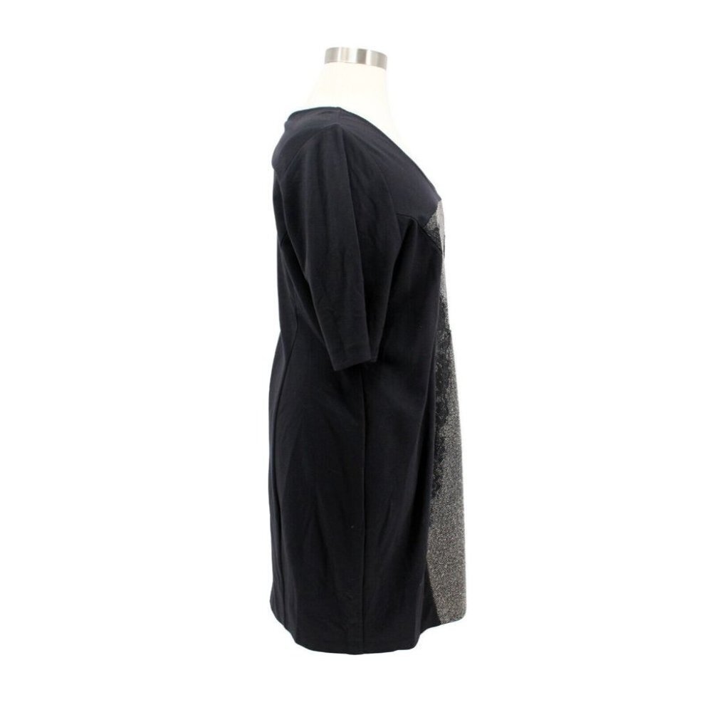 Lane Bryant Black Gray Ponte Knit Lace Short Sleeve Sheath Dress Plus Size 18 - Picture 3 of 5